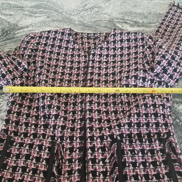 (S) Mossimo Supply Co. Tweed Pink and Black Blazer Fringe Academia Feminine - Picture 2 of 7